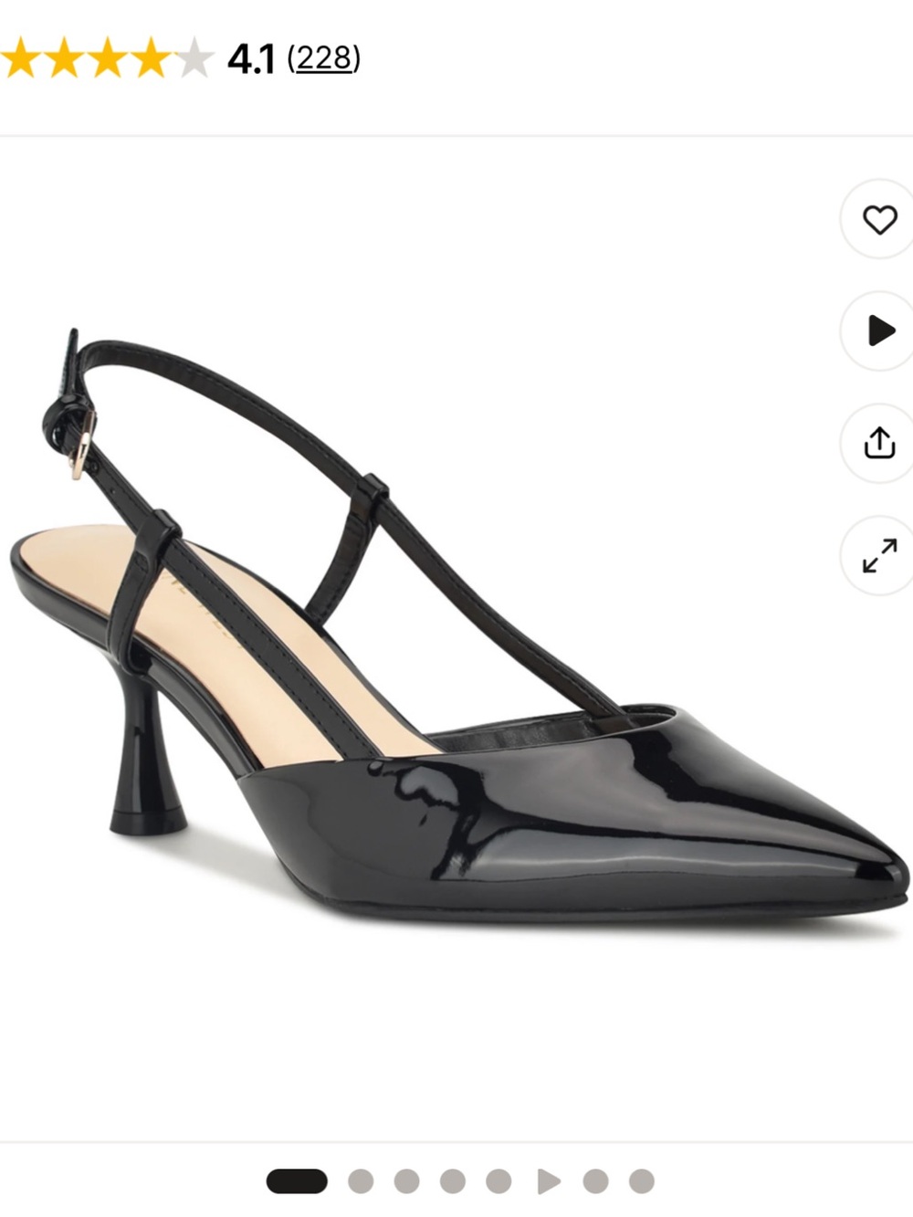 Nine West Black Patent Slingback Pointed-Toe Pumps